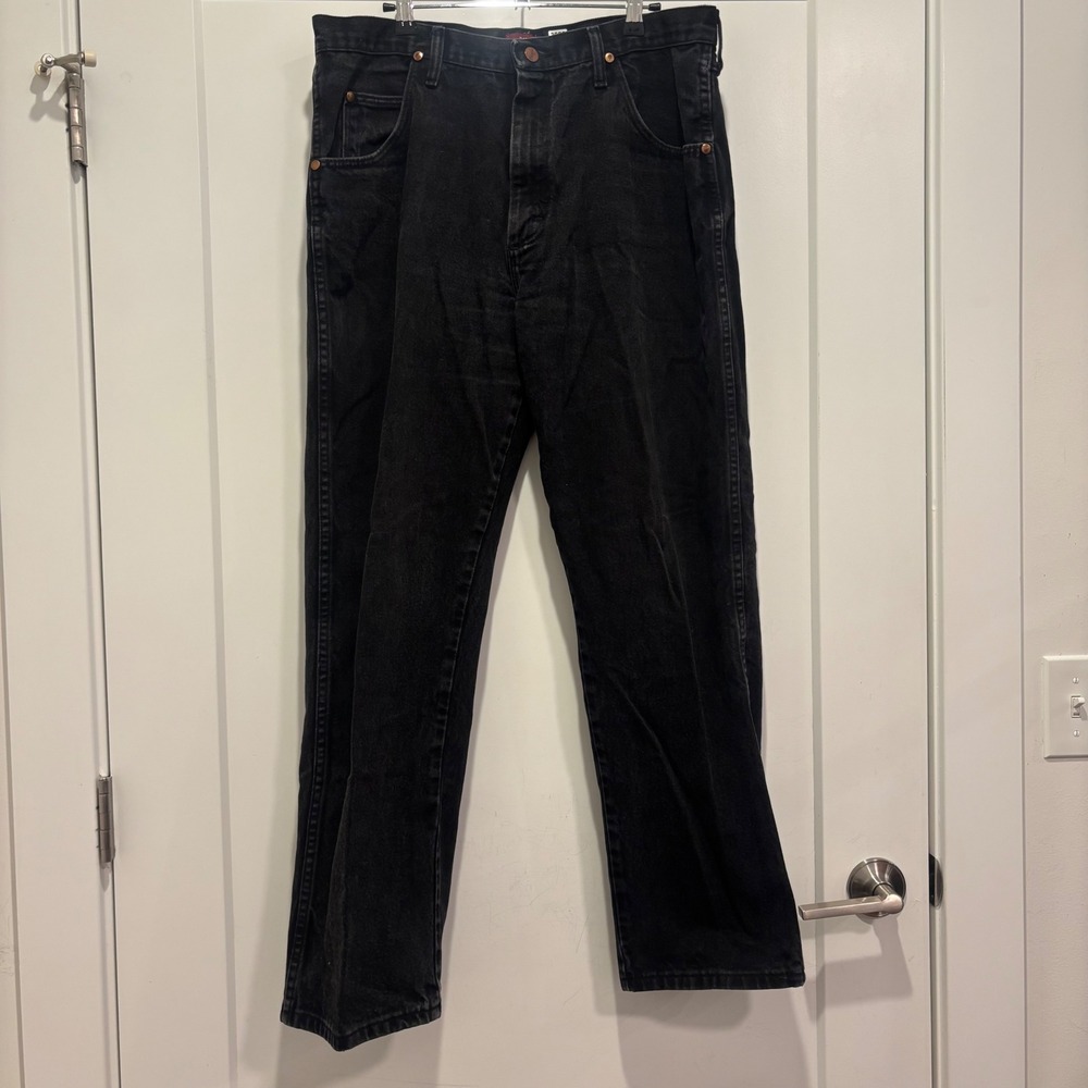 Wrangler Mens Relaxed Fit Cowboy Black Jeans 36x30 31MWZWK Cotton Denim Pants